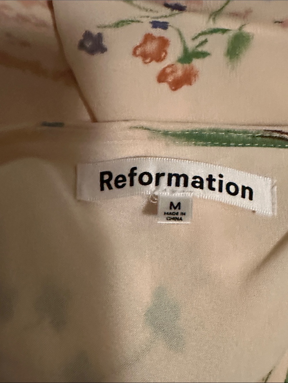 Reformation Cream Floral Slip Dress with Multi-Color Blooms - Picture 3 of 5